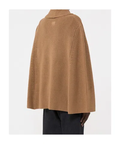 Max Mara Double-breasted Wool Shawl In Brown