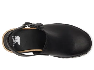 Sorel Roman Leather Slingback Platform Clogs In Black