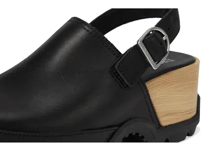 Sorel Roman Leather Slingback Platform Clogs In Black