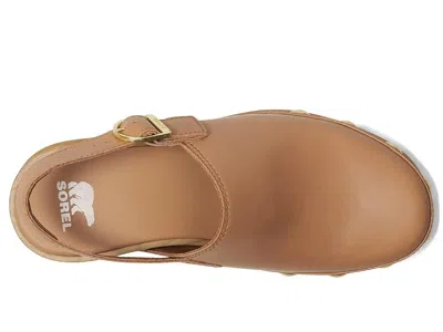 Sorel Roman Leather Slingback Platform Clogs In Brown