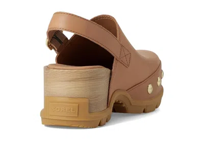 Sorel Roman Leather Slingback Platform Clogs In Brown