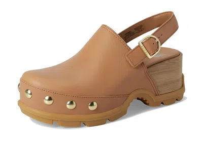 Sorel Roman Leather Slingback Platform Clogs In Brown