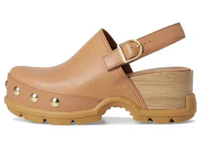 Sorel Roman Leather Slingback Platform Clogs In Brown