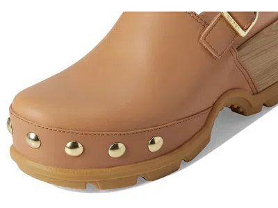 Sorel Roman Leather Slingback Platform Clogs In Brown