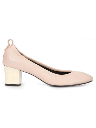 Lanvin Contrast Block Heel Pumps In Nude & Neutrals