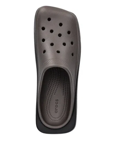 Crocs Perforated Platform Slippers In Brown