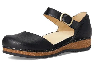 Dansko Mae Ankle Strap Platform Clog In Black