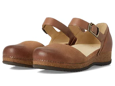 Dansko Mae Ankle Strap Platform Clog In Brown