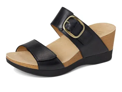 Dansko Shannon Platform Wedge Slide Sandal In Black