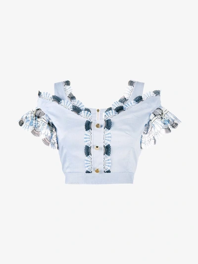 Shop Peter Pilotto Lace-trimmed Crop Top