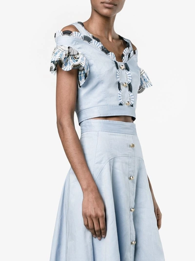 Shop Peter Pilotto Lace-trimmed Crop Top