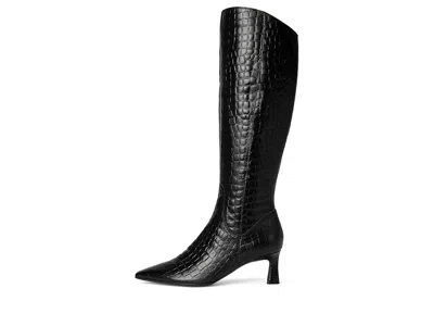 Naturalizer Deesha Pointed Toe Knee High Kitten Heel Boot In Black