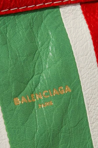 Shop Balenciaga Bazar Striped Textured-leather Tote