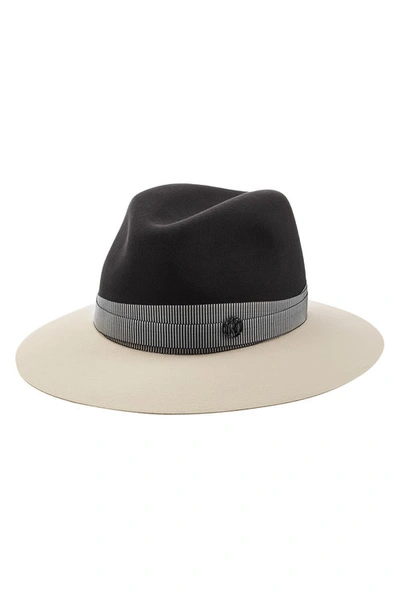 Maison Michel Henrietta Two-tone Rabbit-fur Felt Fedora In Grey