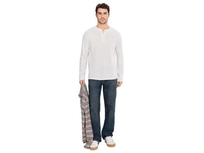 Faherty Buttoned Long-sleeve Henley T-shirt In White
