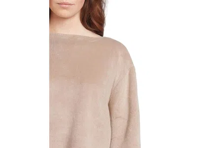 Eberjey Reversible Plush Raw Edge Pullover In Brown