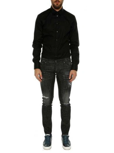 Shop Dsquared2 'clement' Distressed Sparkle Jeans In Black