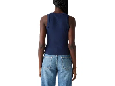 Michael Stars Gina Ribbed Crop Tank In Nocturnal In Blue