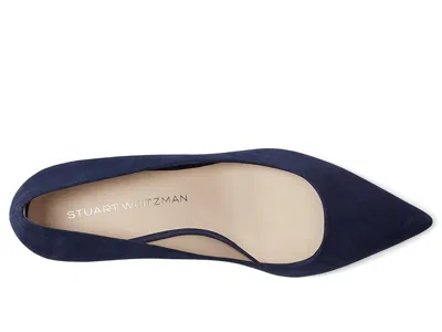 Stuart Weitzman Power Pointed Toe Kitten Heel Pump In Blue