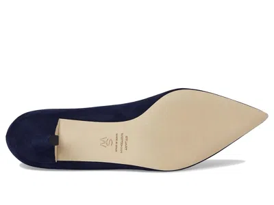 Stuart Weitzman Power Pointed Toe Kitten Heel Pump In Blue