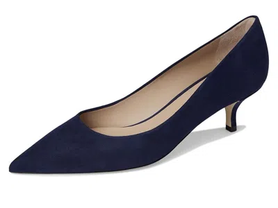 Stuart Weitzman Power Pointed Toe Kitten Heel Pump In Blue