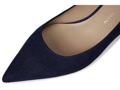 Stuart Weitzman Power Pointed Toe Kitten Heel Pump In Blue