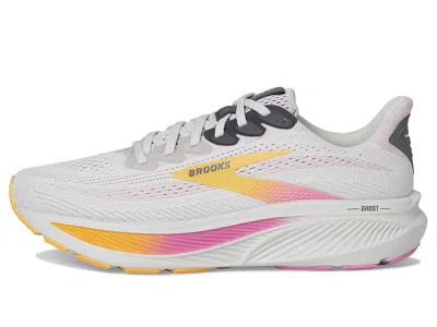 Brooks Ghost 17 Shoes White Pink Orange Aw25 Women In Gray