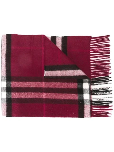 Shop Burberry Checked Scarf - Red