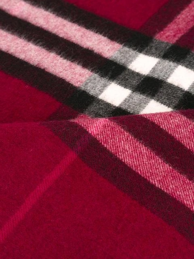 Shop Burberry Checked Scarf - Red