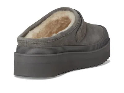 Tory Burch Mellow Shearling Platform Mule In Gray