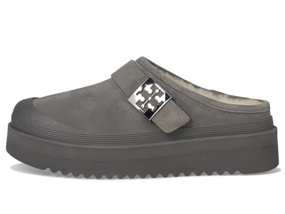 Tory Burch Mellow Shearling Platform Mule In Gray