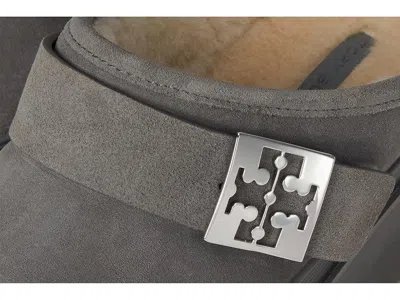 Tory Burch Mellow Shearling Platform Mule In Gray