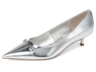 Sam Edelman Kaya Pointed Toe Kitten Heel Pump In Silver