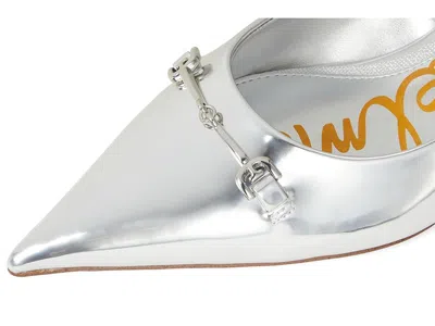 Sam Edelman Kaya Pointed Toe Kitten Heel Pump In Silver