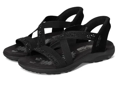 Skechers Womens Reggae Slim Summer Sparkle Strap Sandals In Black