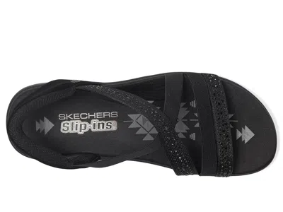 Skechers Womens Reggae Slim Summer Sparkle Strap Sandals In Black
