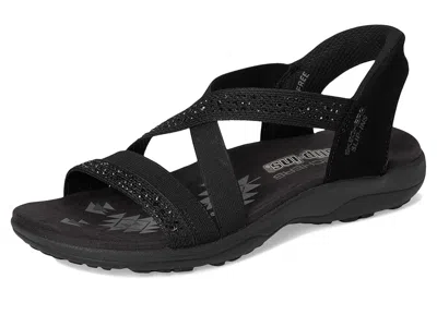 Skechers Womens Reggae Slim Summer Sparkle Strap Sandals In Black