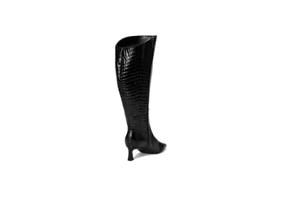 Naturalizer Deesha Pointed Toe Knee High Kitten Heel Boot In Black