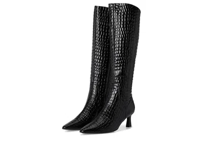 Naturalizer Deesha Pointed Toe Knee High Kitten Heel Boot In Black