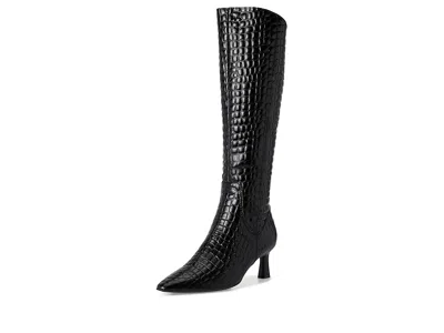 Naturalizer Deesha Pointed Toe Knee High Kitten Heel Boot In Black