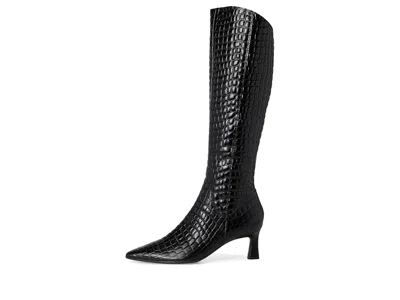 Naturalizer Deesha Pointed Toe Knee High Kitten Heel Boot In Black
