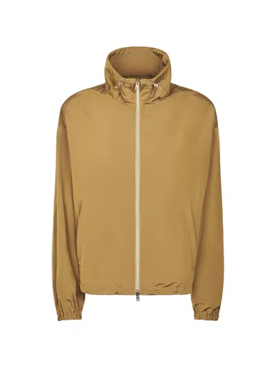Herno Drawstring Zip-up Jacket In Brown