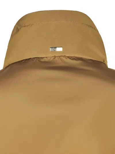 Herno Drawstring Zip-up Jacket In Brown