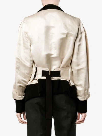 Shop Ann Demeulemeester Bomber Jacket With Contrast Detailing In Nude&neutrals