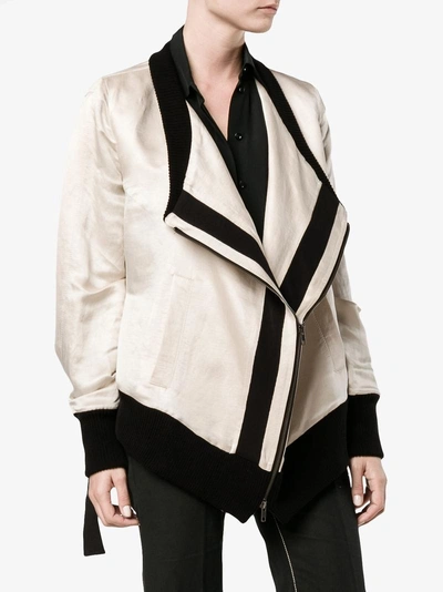 Shop Ann Demeulemeester Bomber Jacket With Contrast Detailing In Nude&neutrals