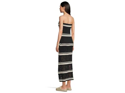 L*space Rosalia Dress Small Black Striped Flower Cut-out Strapless Gbo1957 In Black