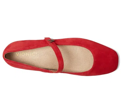Vionic Wide Width Alameda Mary Jane Flat In Red