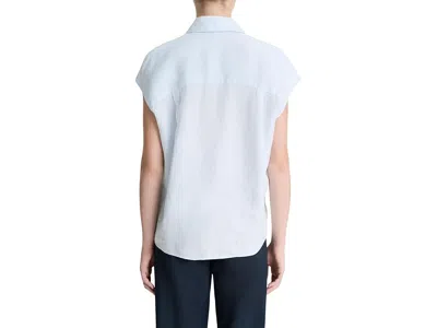 Vince Cap Sleeve Button Down Blouse In White