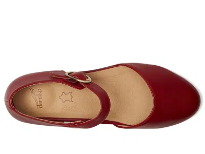 Dansko Liv Ankle Strap Flat In Red