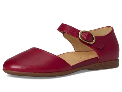 Dansko Liv Ankle Strap Flat In Red